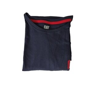 Cat Caterpillar T Shirt Mens Large Navy Blue Long Sleeve Crew Neck NEW